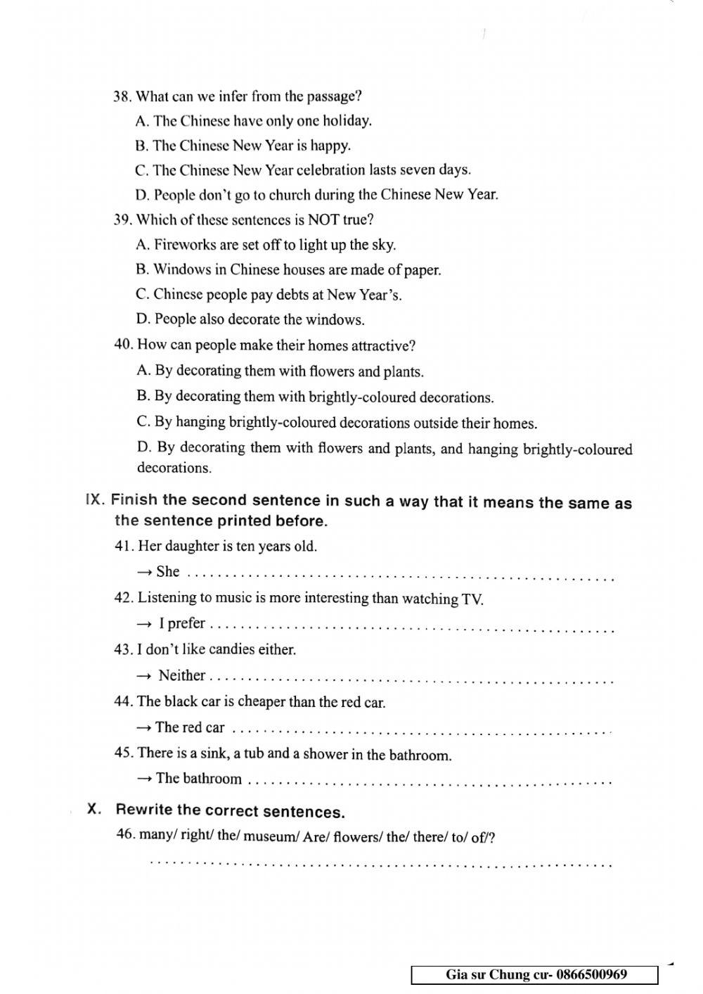 English 6 - Đề số 32