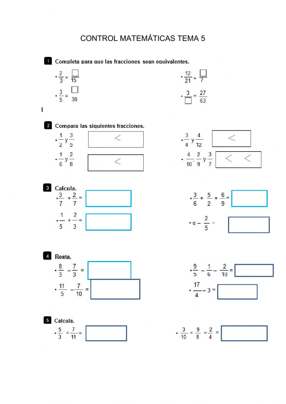 Operaciones con fracciones