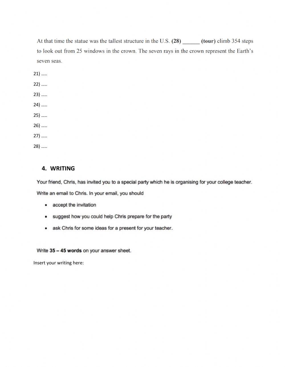Matura Leader B2 Module 1 Test