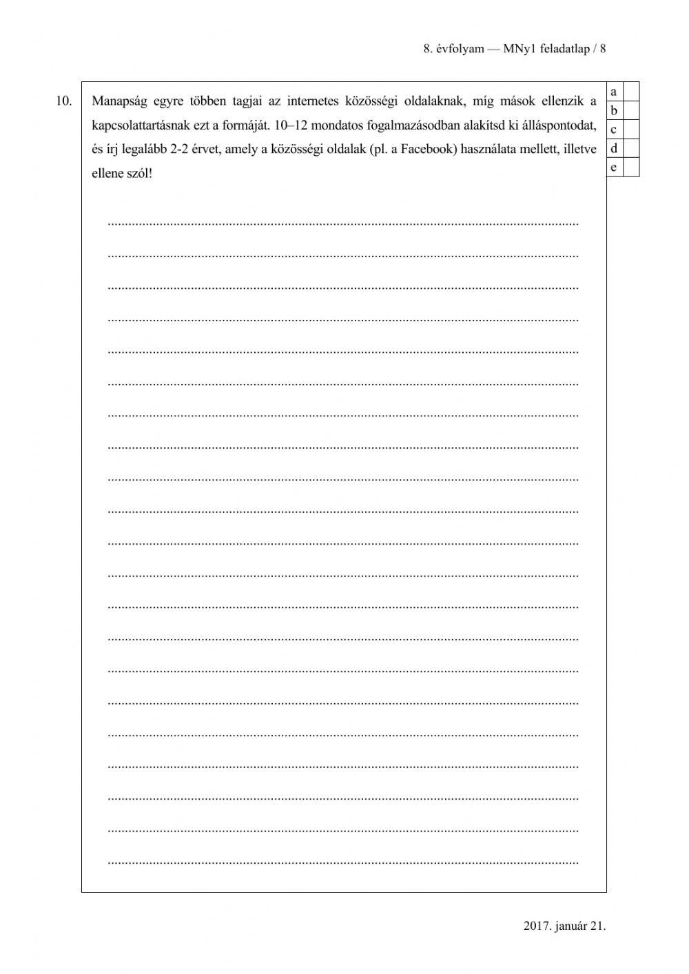 Magyar nyelvtan felvételi 8. LEGAL