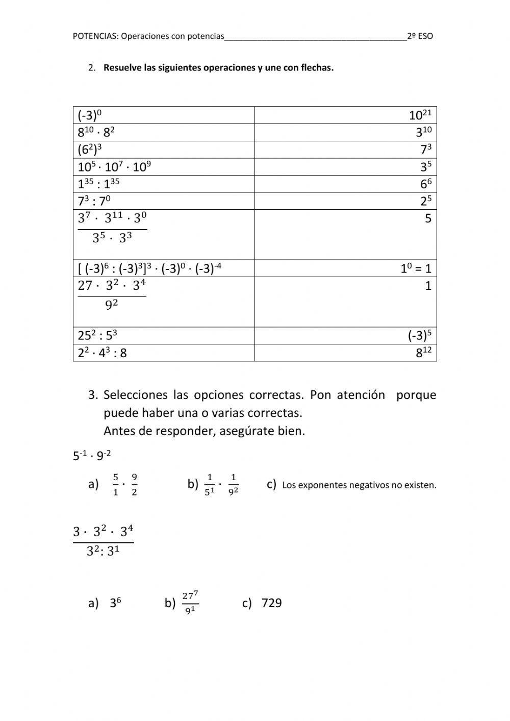 Potencias : Operaciones