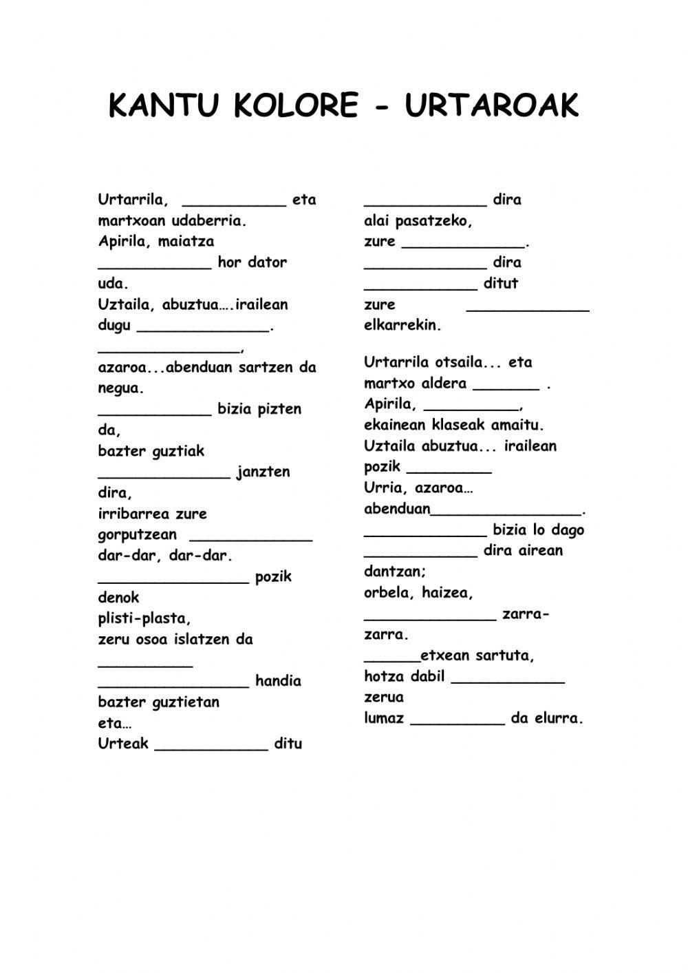 Kantu kolore-Urtaroak