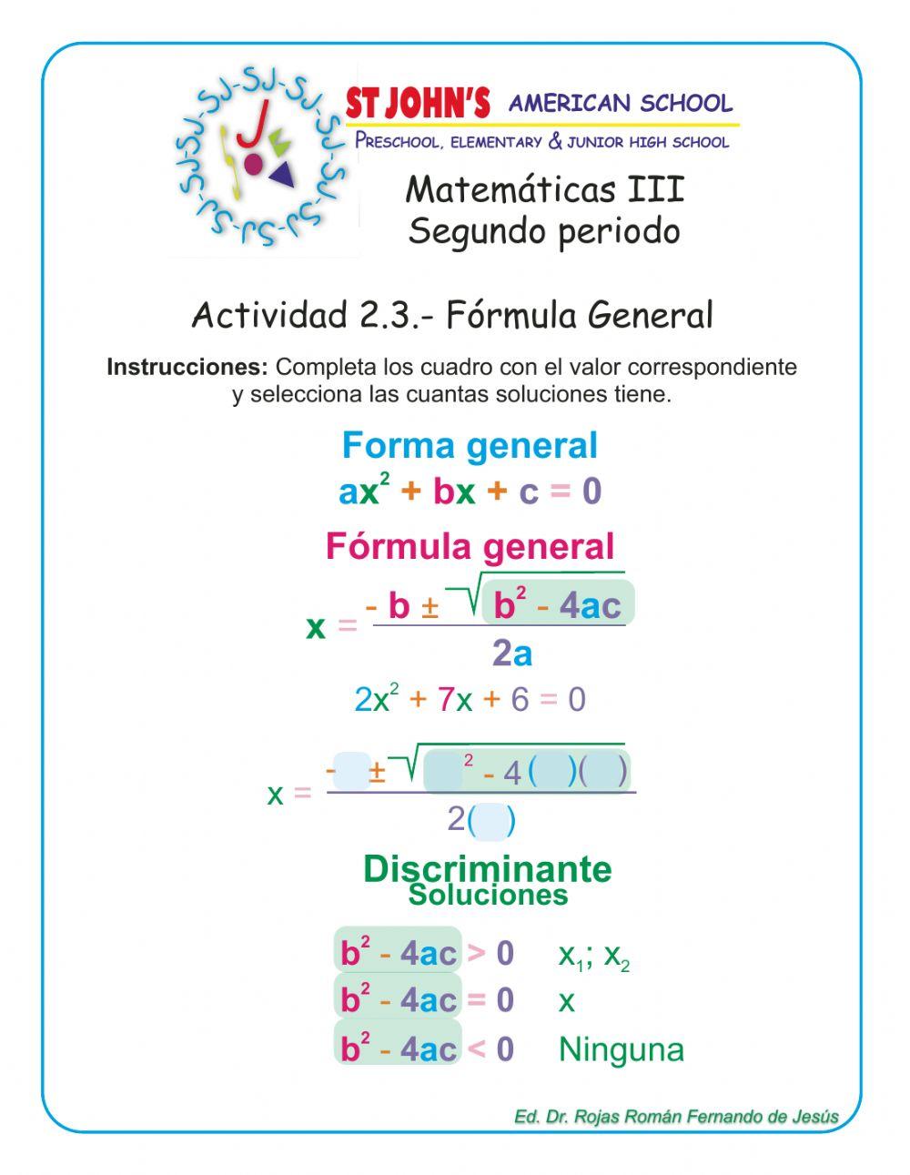 Fórmula General Fórmula General