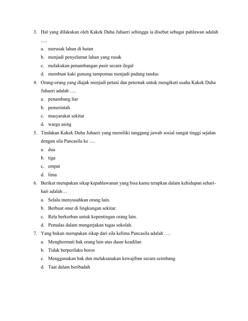 Evaluasi Pembelajaran Kelas 4 tema 5 ST3 PB6