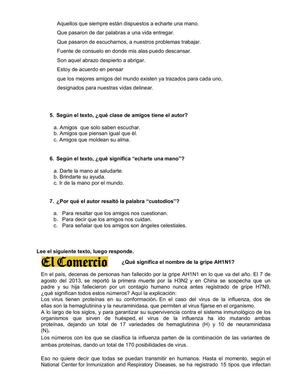 Comprensión de Lectura