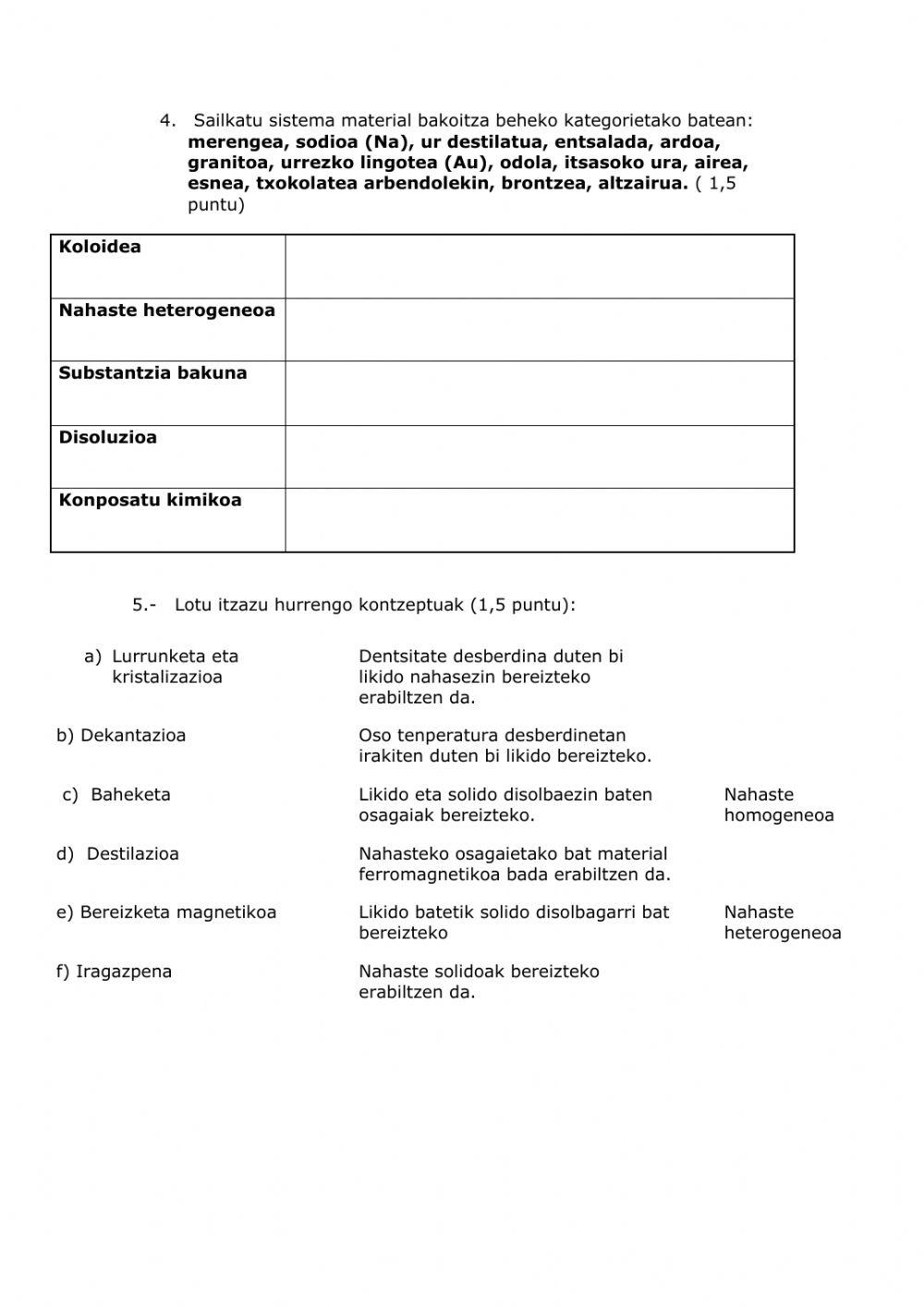Elementuak eta nahasteak