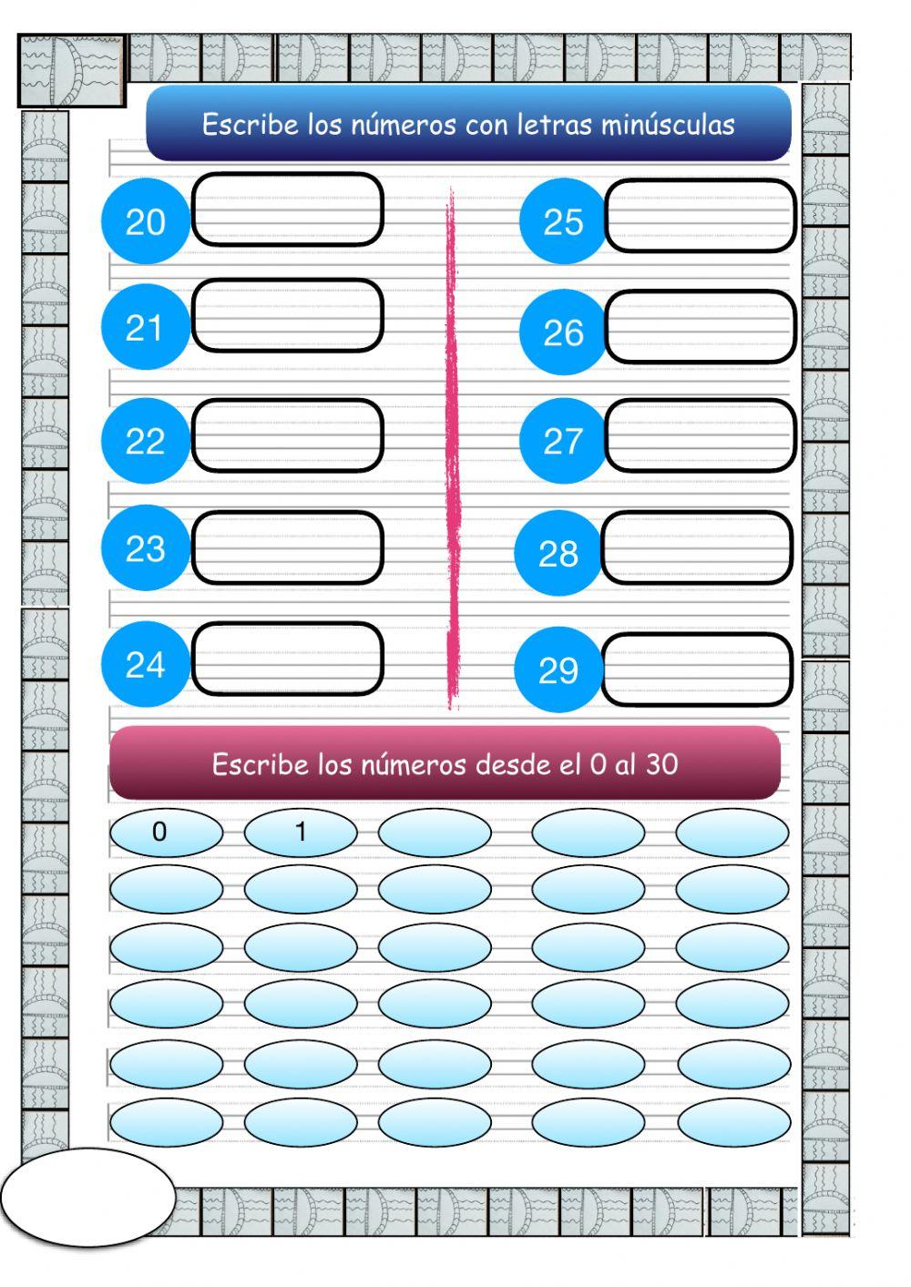 Números hasta el 30. 16-12-2020