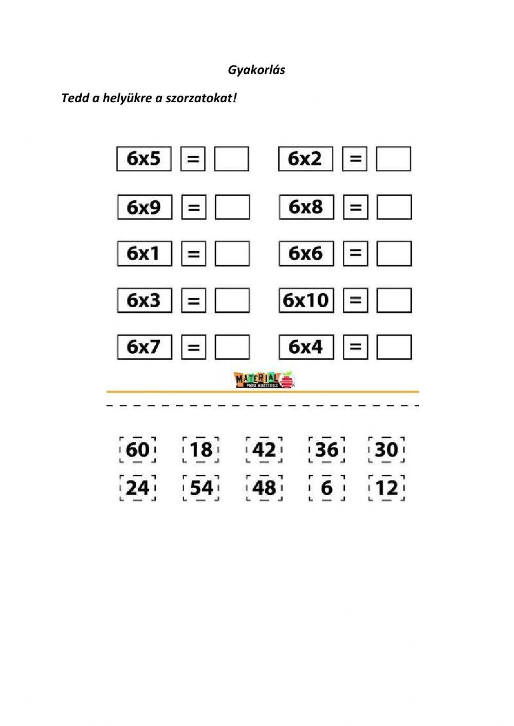 Szorzás 6-tal