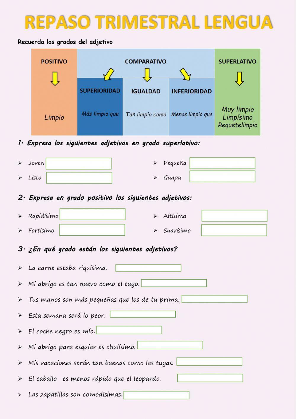 Repaso trimestral lengua