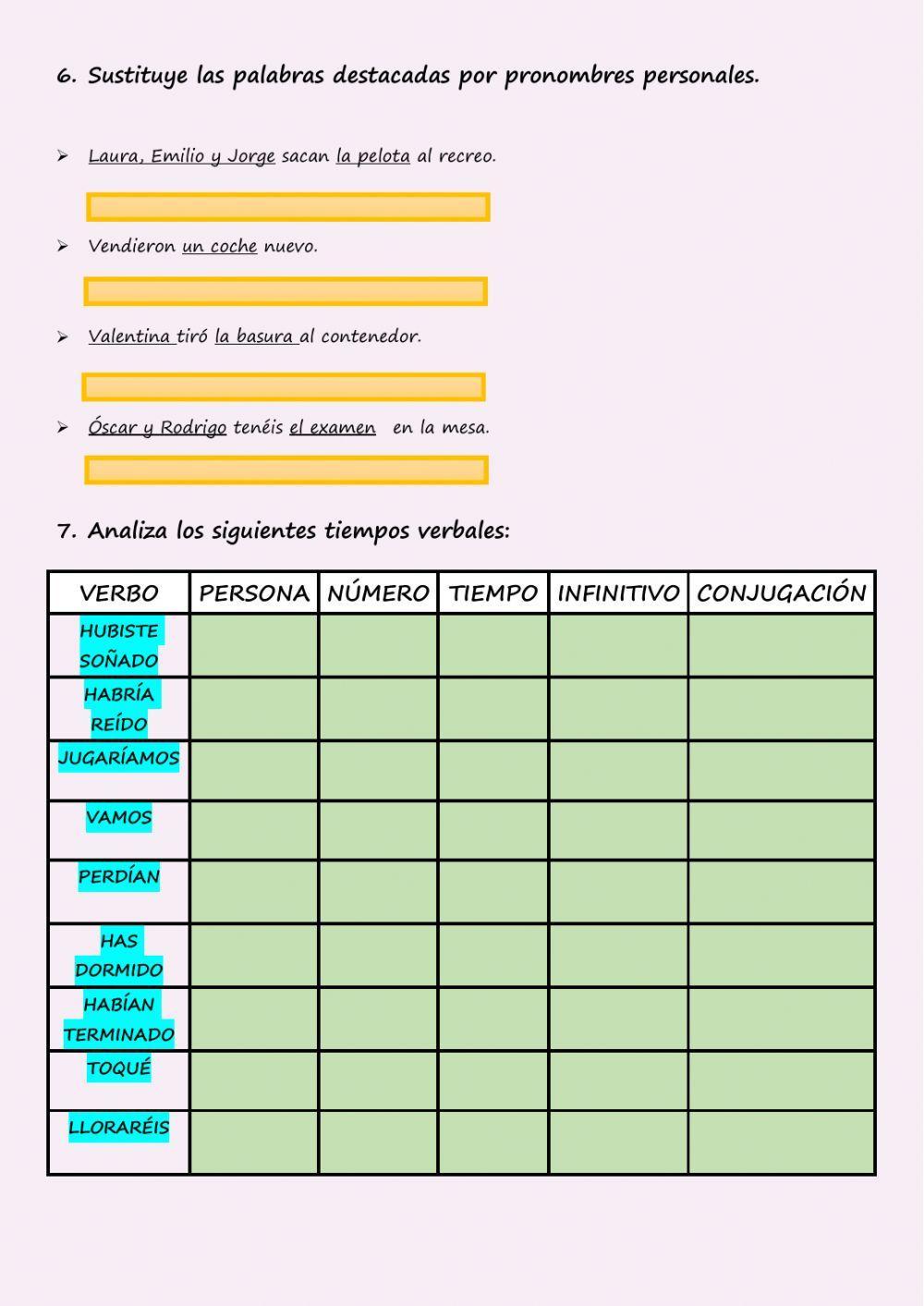Repaso trimestral lengua