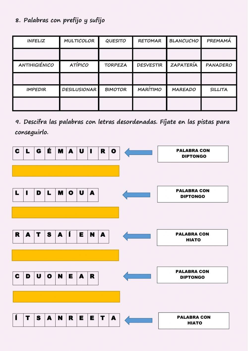 Repaso trimestral lengua