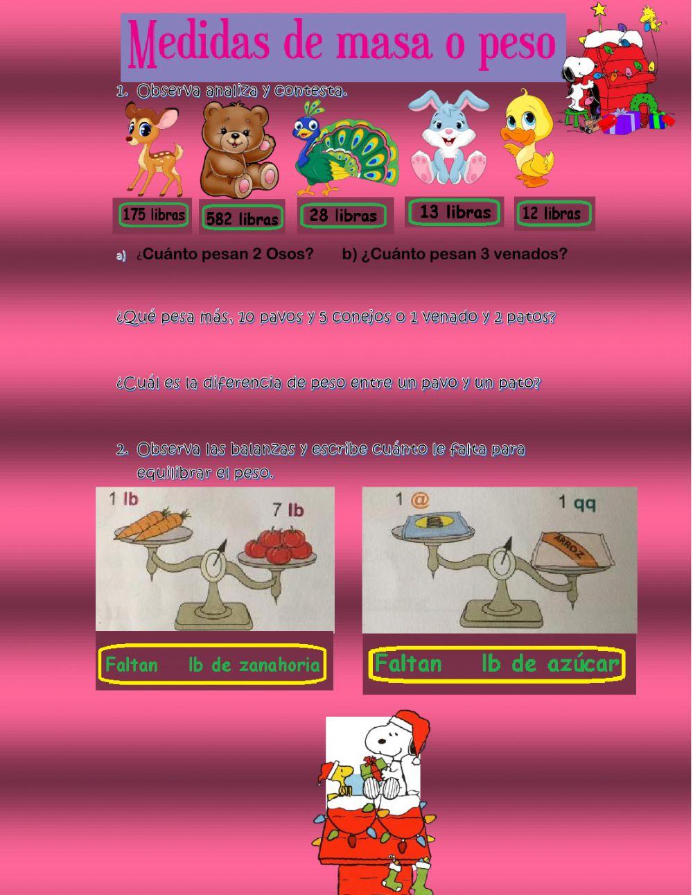 Medidas de peso o masa