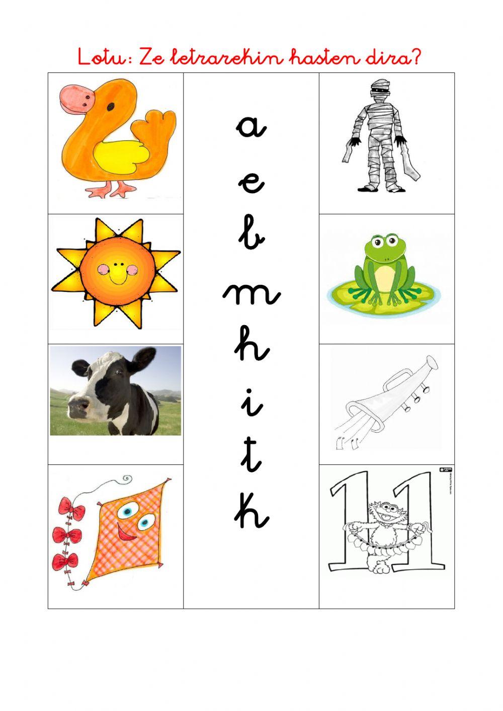 Irakuketa bokalak, m,t,k,b,h letrak