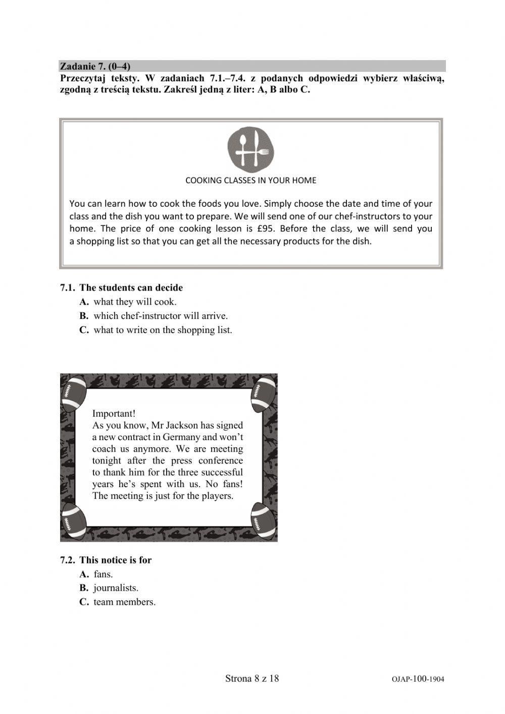 egzamin ósmoklasisty 2019 CKE