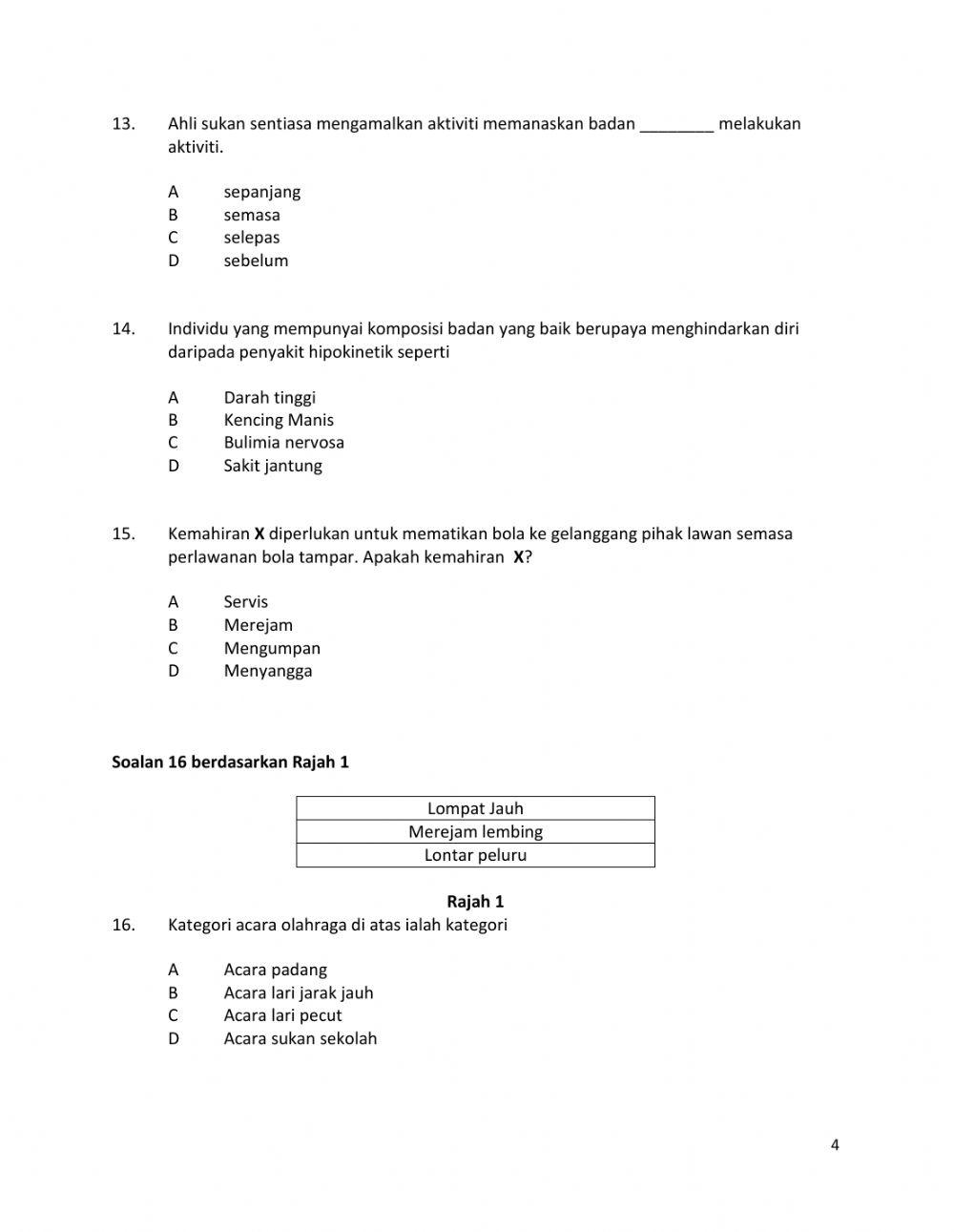 Peperiksaan Akhir Tahun PJPK Tingkatan 1