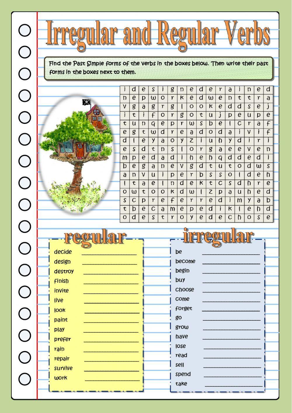 Past simple wordsearch