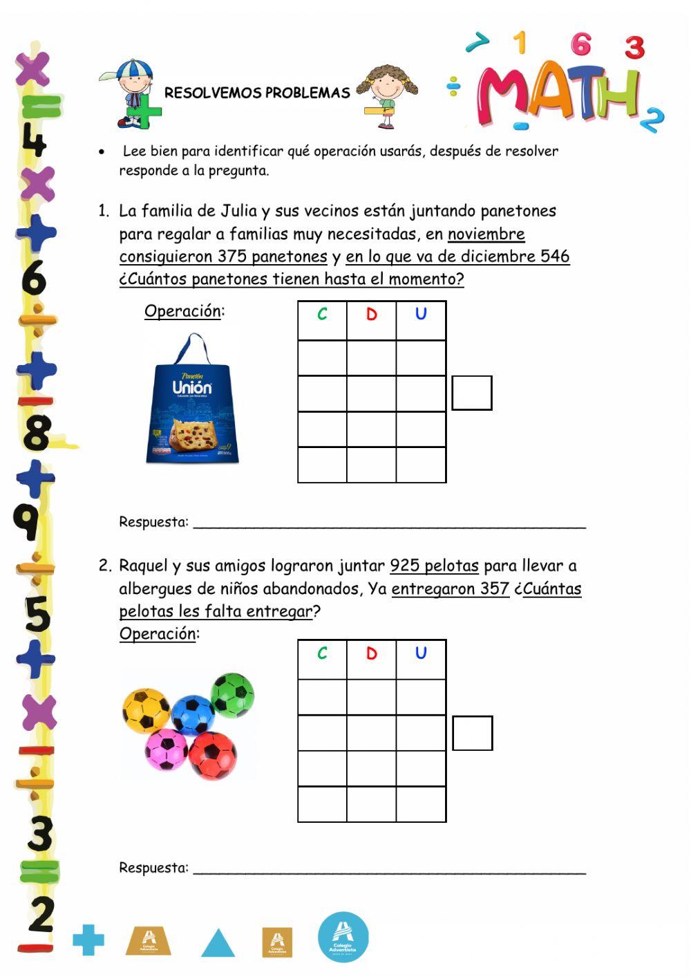 Problemas con adiciones y sustracciones