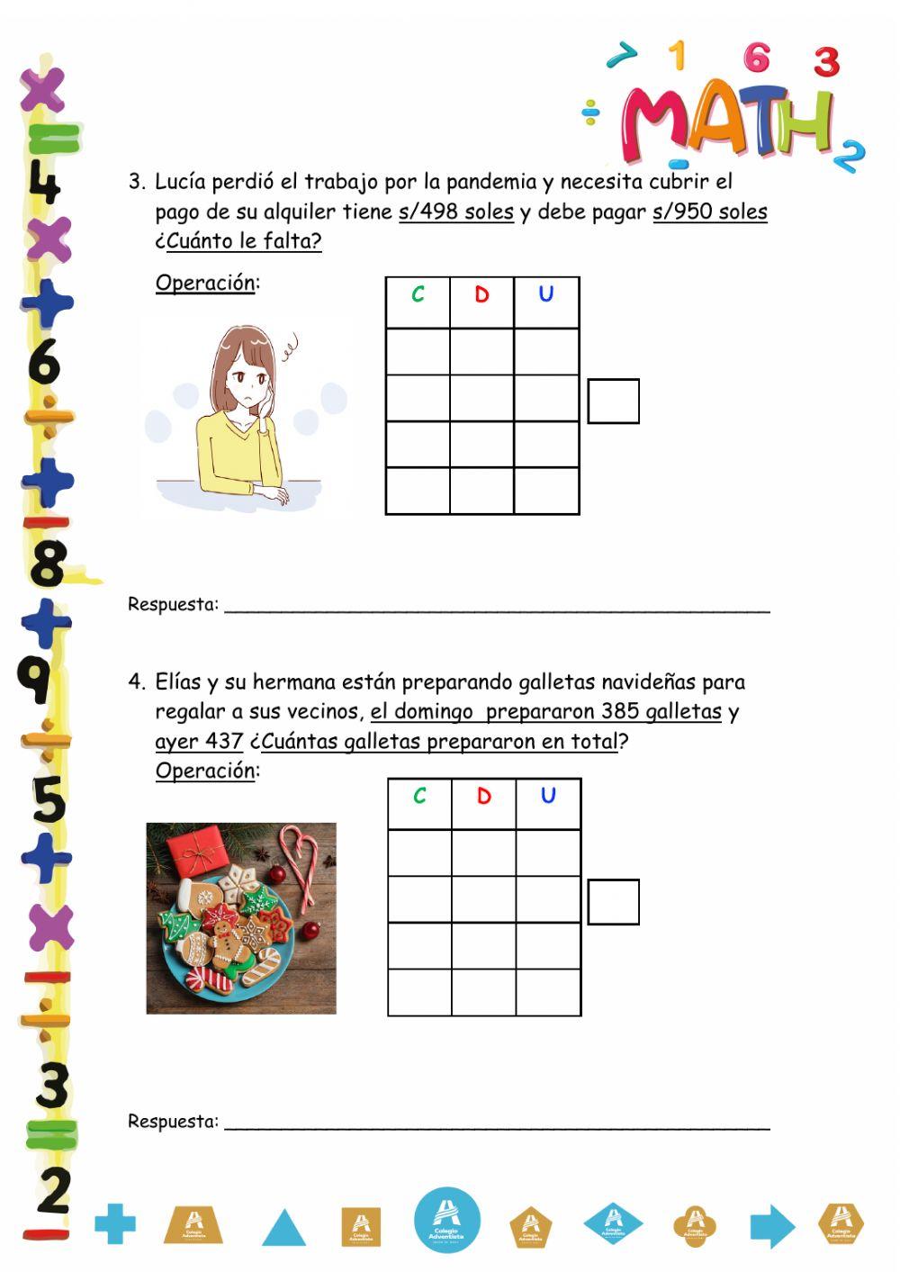 Problemas con adiciones y sustracciones