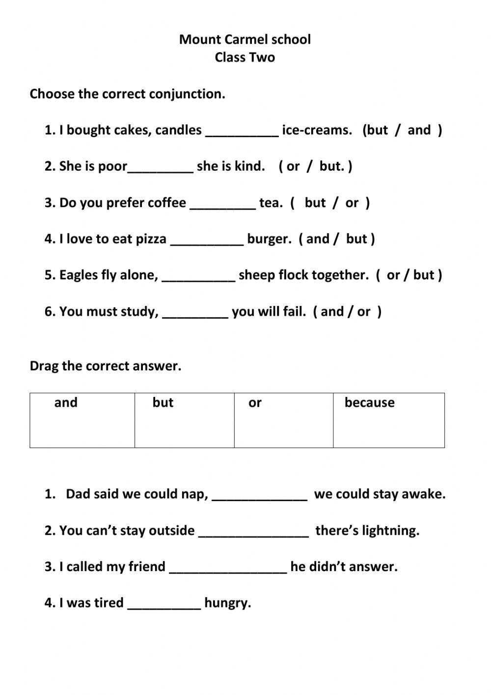 594122 | Conjunctions | PriyankaGautam | LiveWorksheets