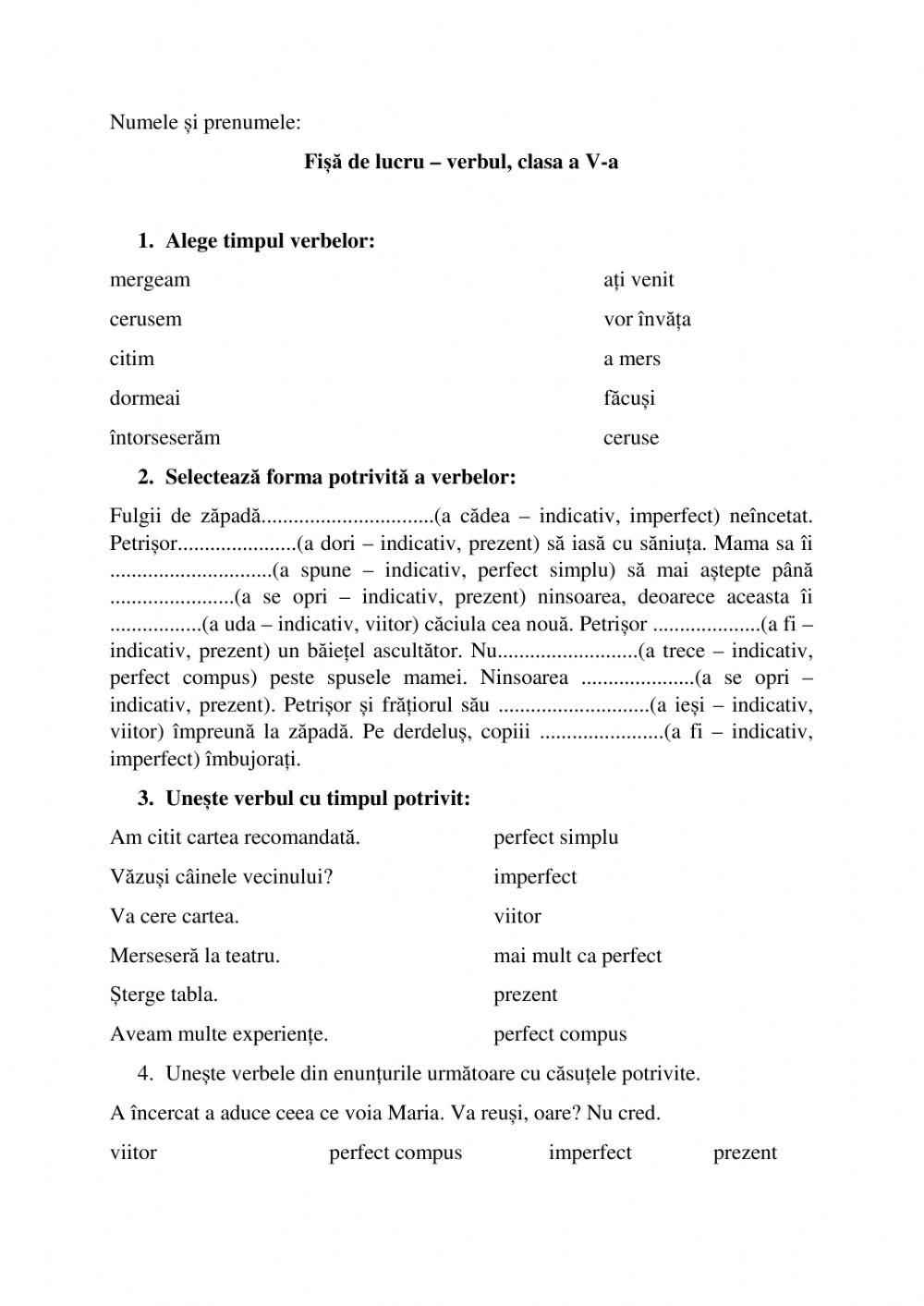 Verbul - modul indicativ