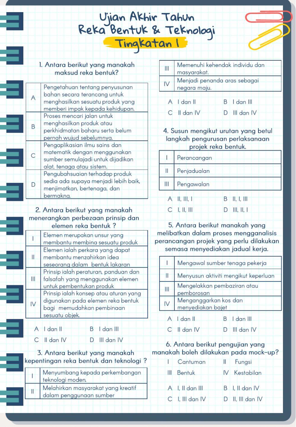 Ujian Akhir Tahun Tingkatan 1