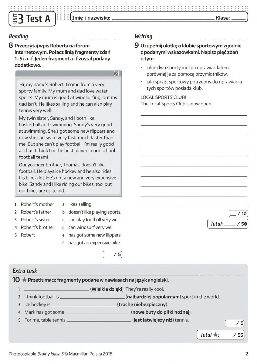 Test Angielski Klasa 5 Unit 3 4557069 | klasa 5 unit 3 | jolastyranka | LiveWorksheets