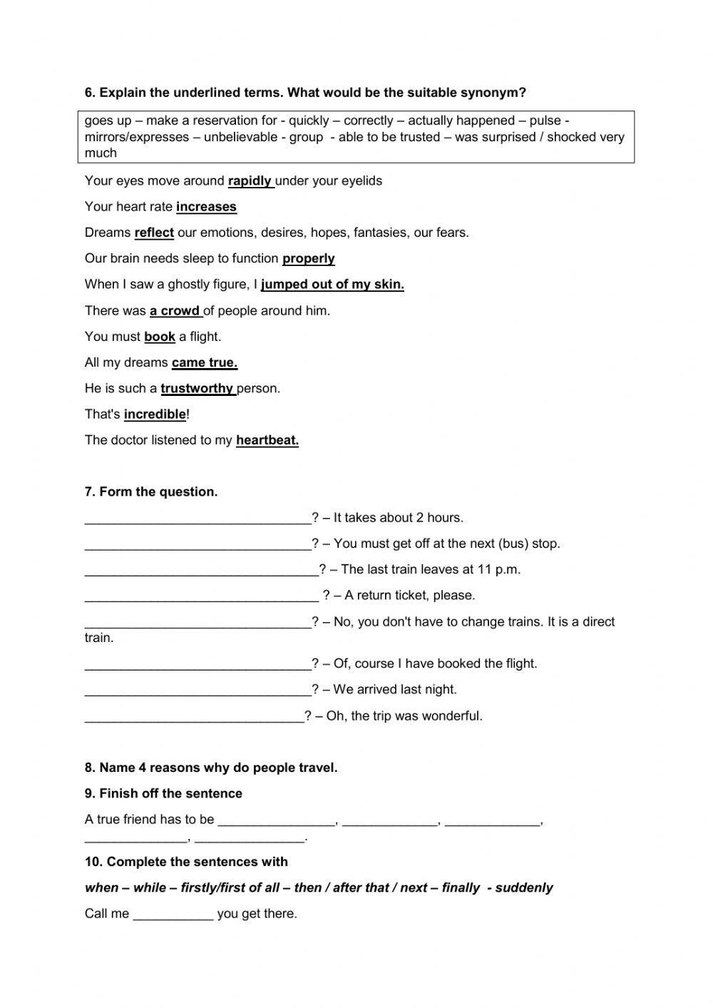 Messages 4, Module 1-2 Vocabulary mock test