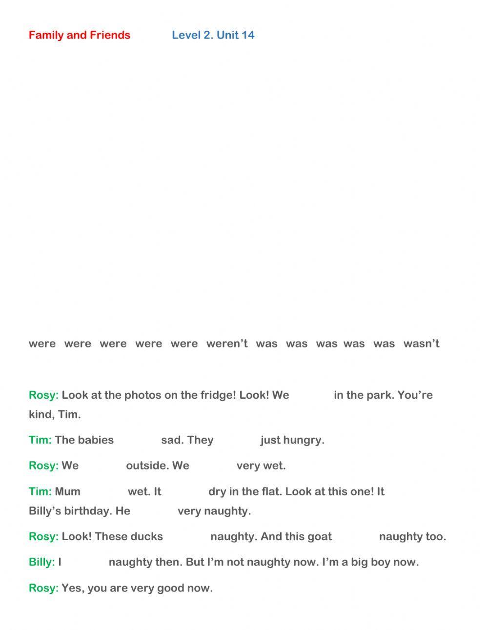 Past Simple. was, were, wasn't, weren't