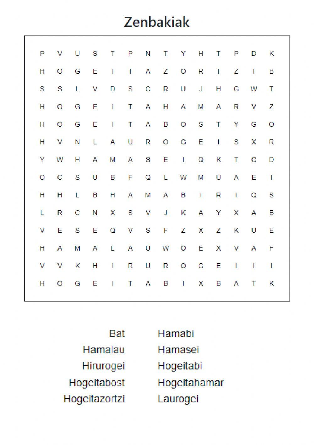 Zenbakien letra zopa