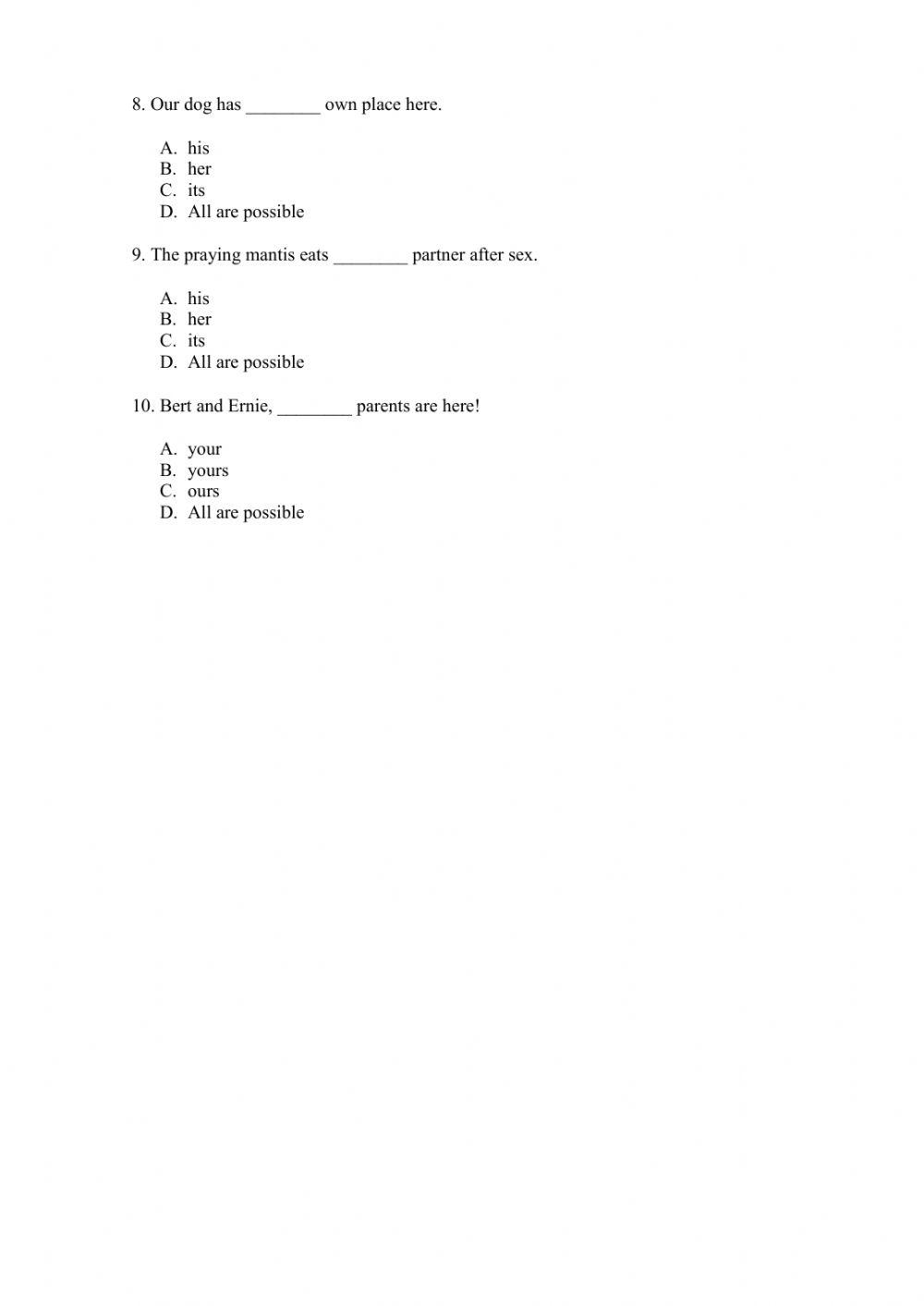 Adjetivos sec ingles