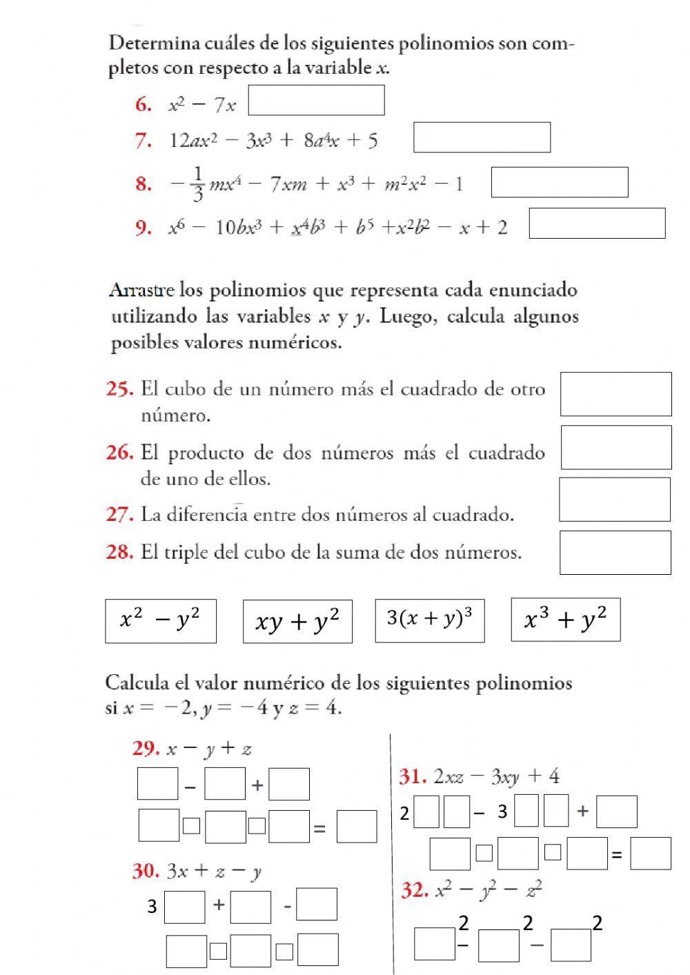 Polinomios y sus características