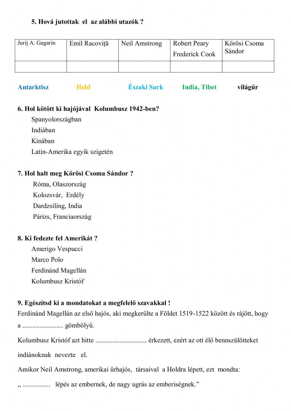 Tudáspróba-A nagy utazók, felfedezők