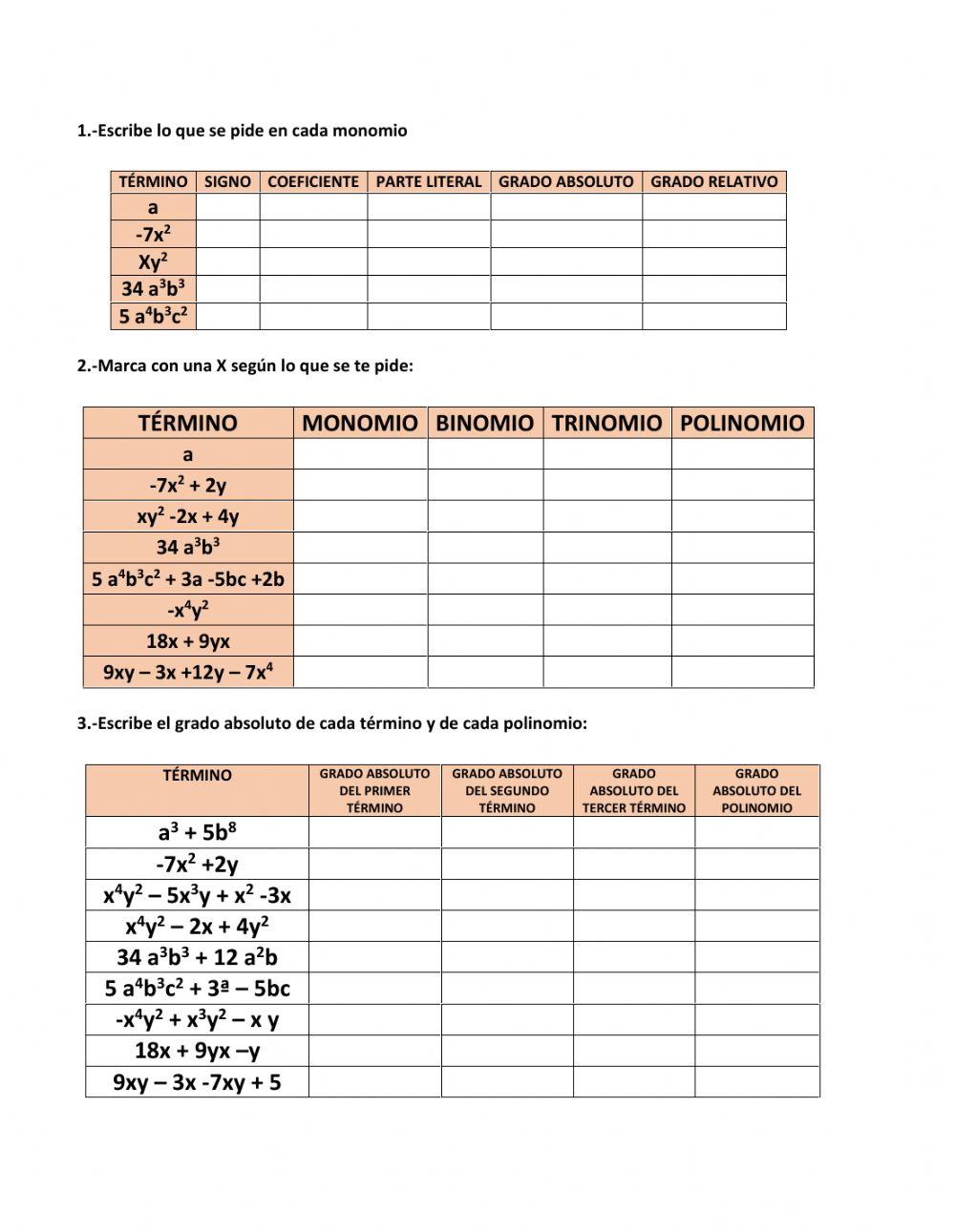 Expresiones algebraicas