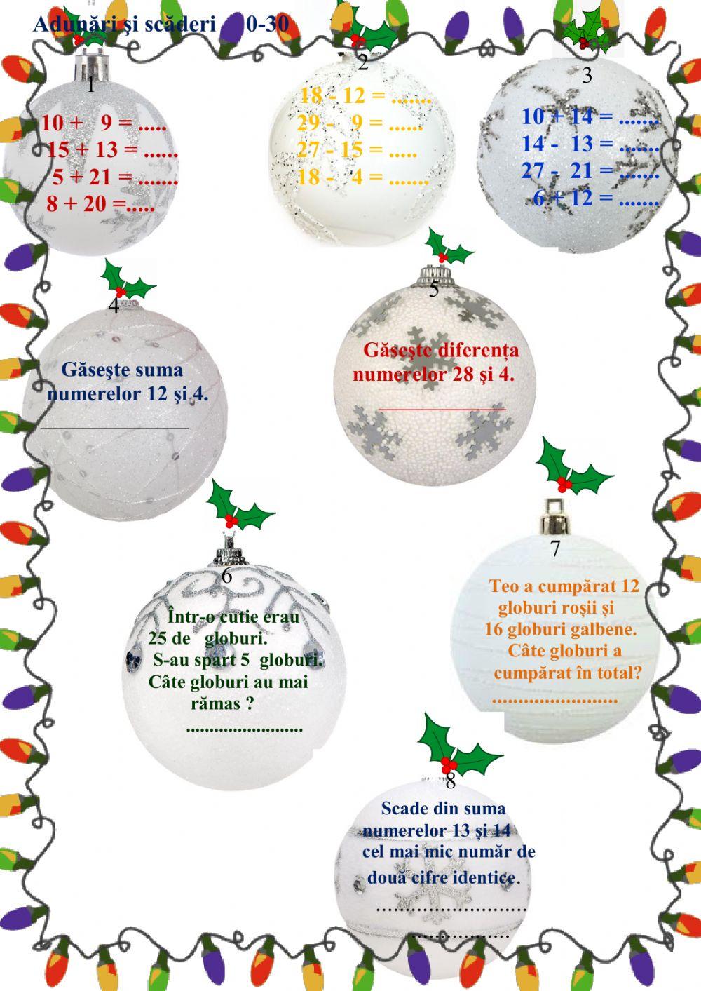 Adunarea si scaderea numerelor 0-30