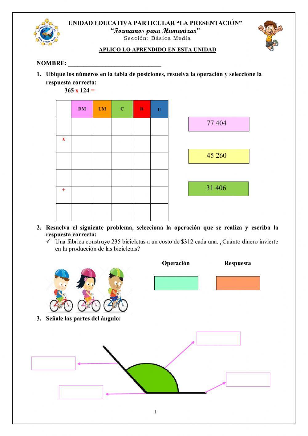 Multiplicación, ángulos y triángulos