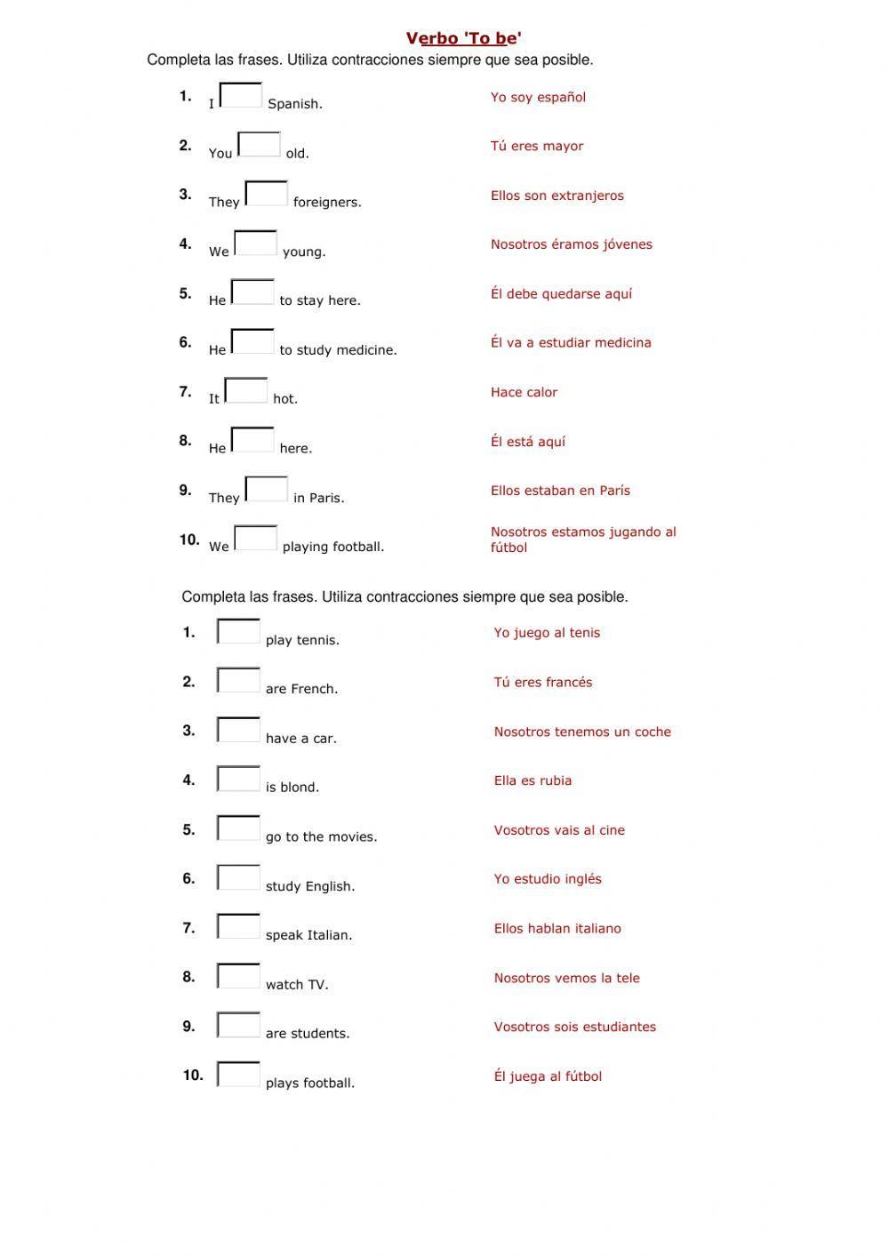 Practica ingles VERBO TO BE