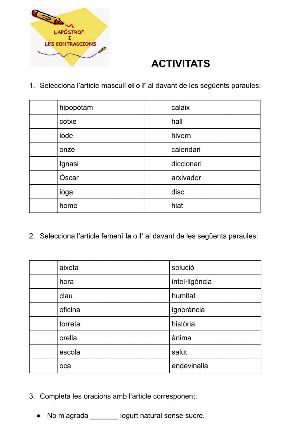 L'apòstrof i la contracció
