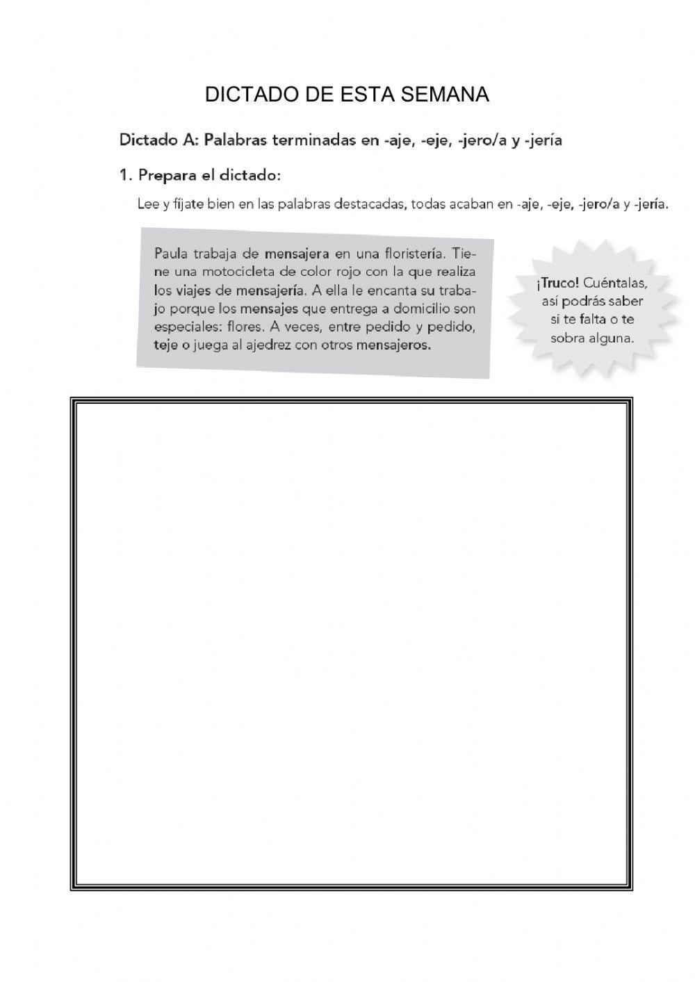 Dictado de la semana 17-01