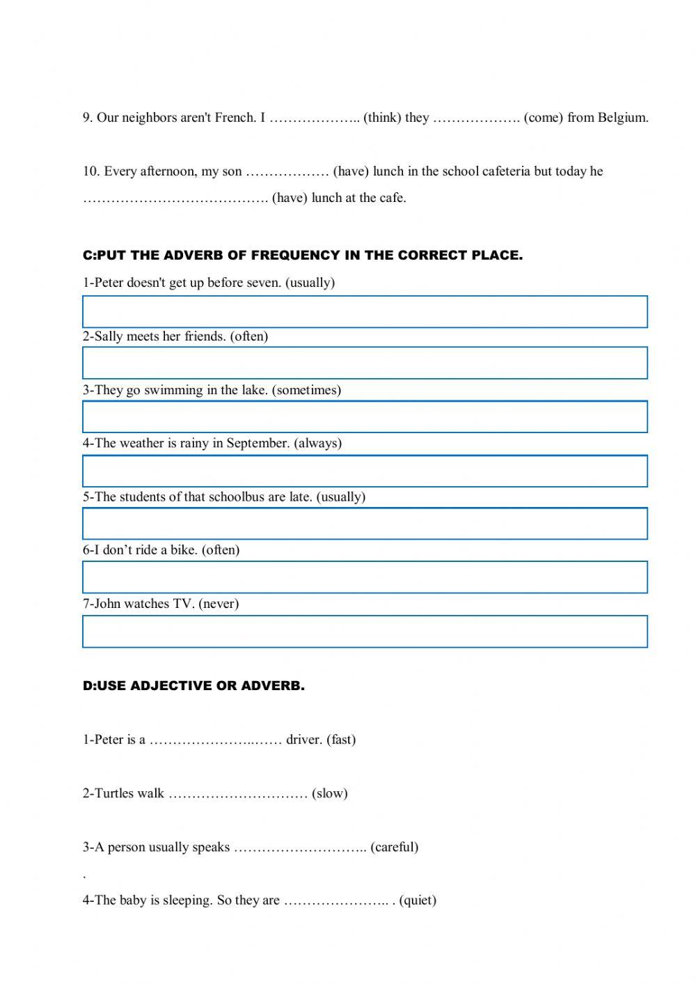 Simple present tense 9-A