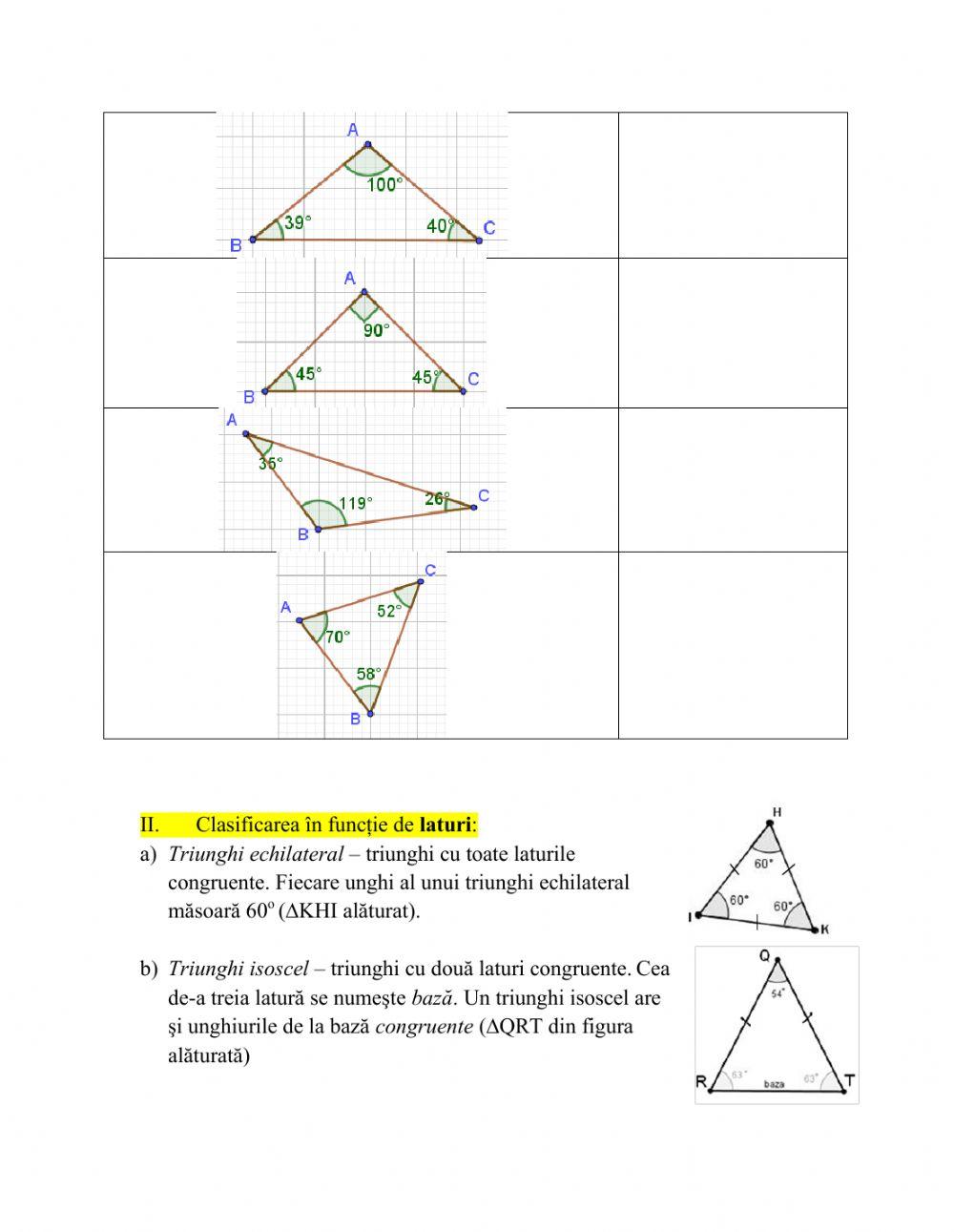 Triunghiul - clasificare