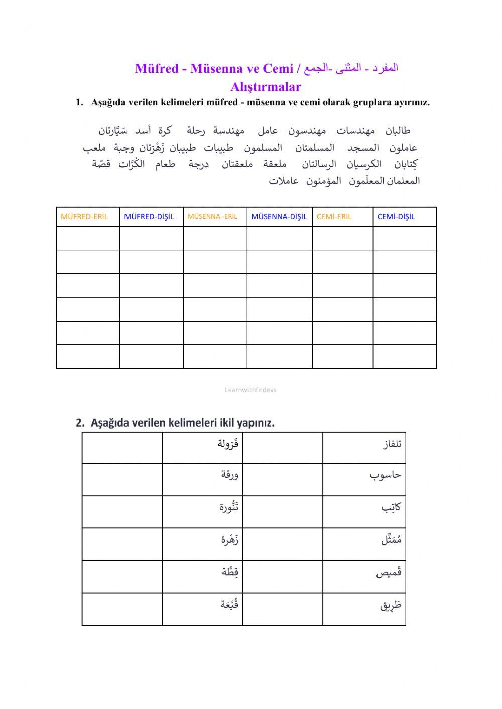 مفرد مثنى  جمع