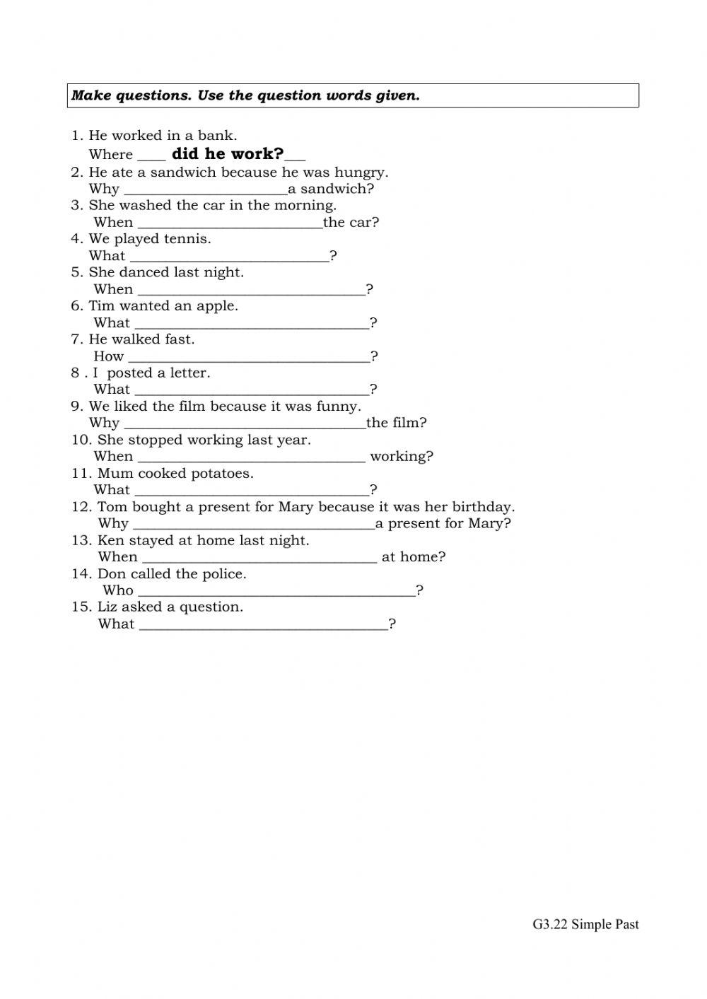 Csenior  Woeksheet 22