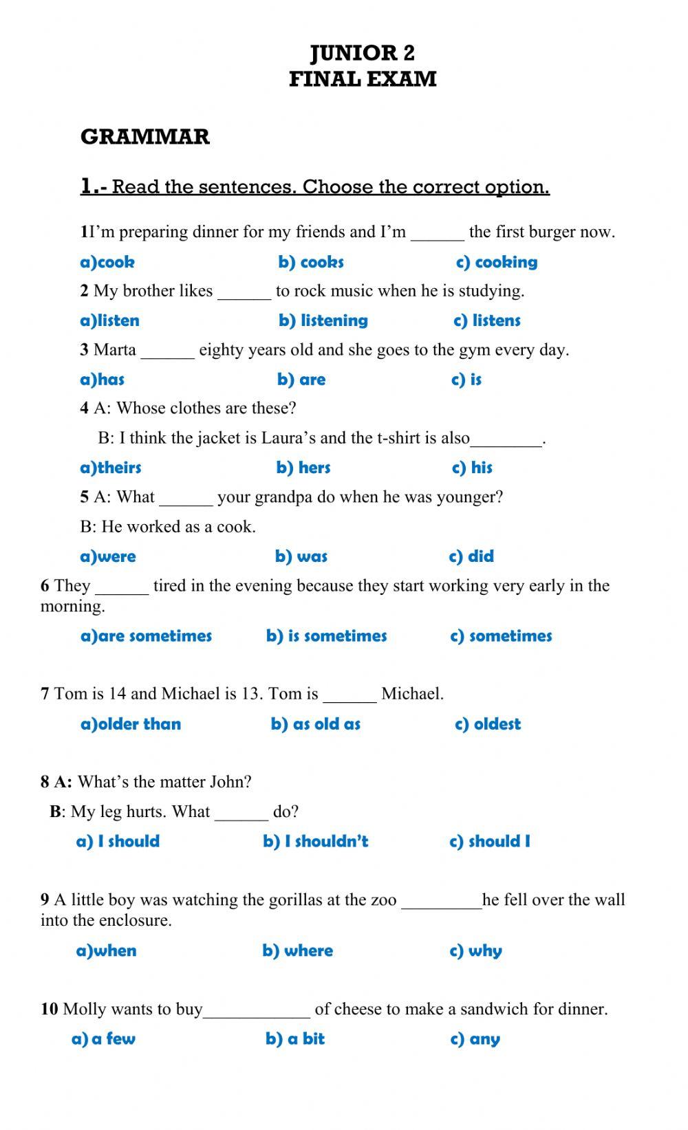 Grmmar, Reading and Writing