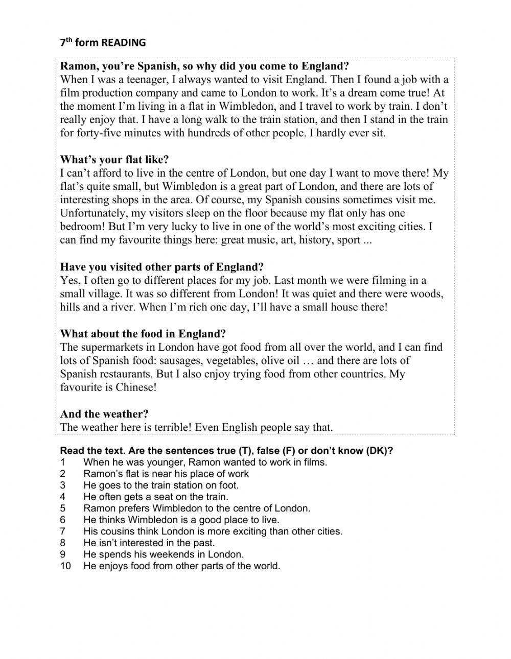 Reading comprehension