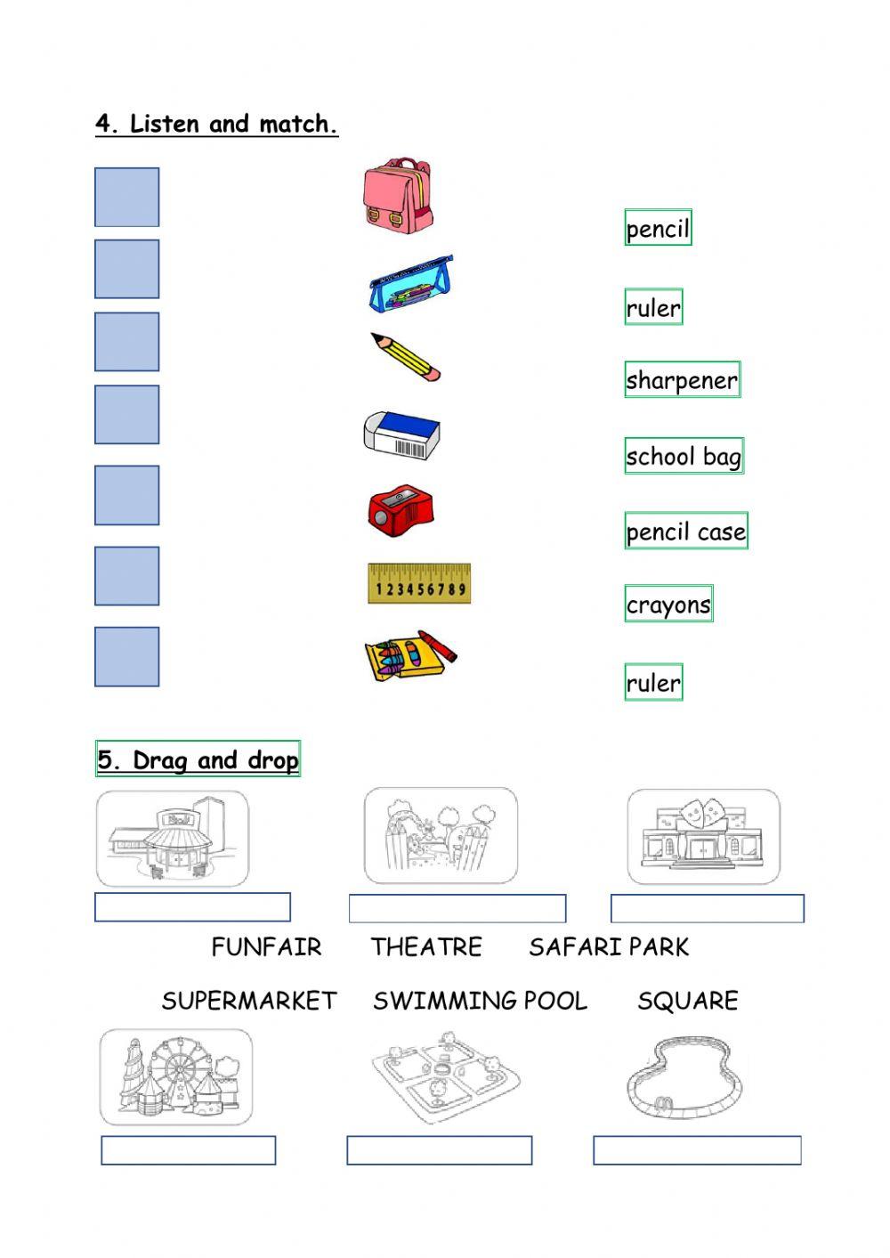 Colours, numbers and places in a town