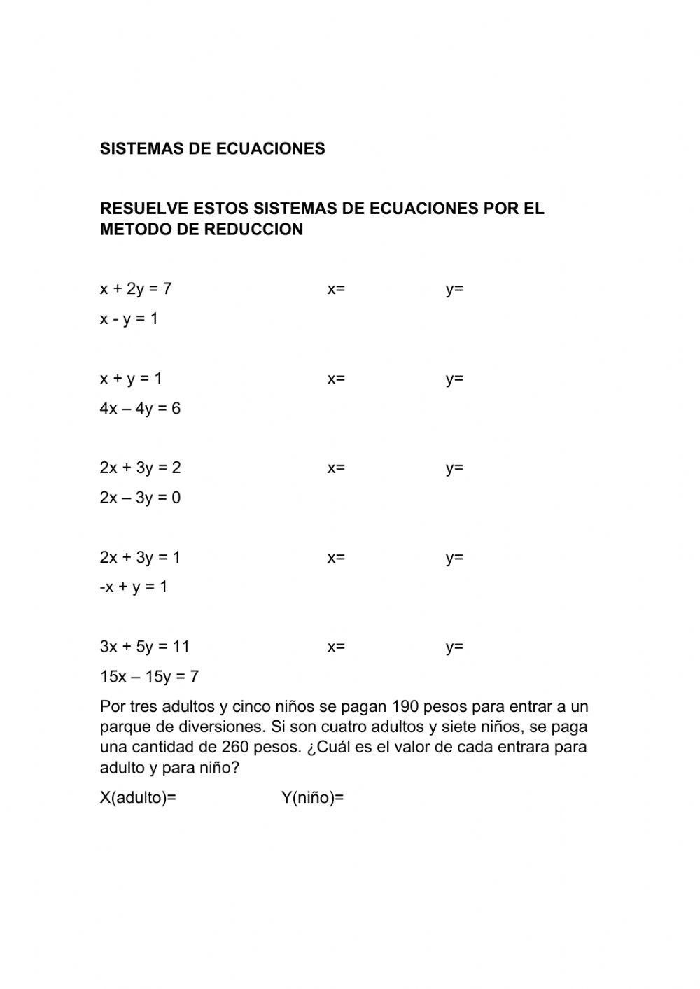 Sistemas de ecuaciones