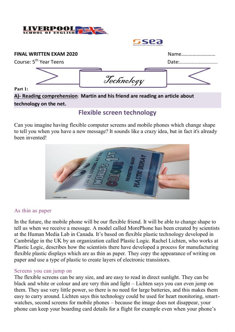 Final written exam 5th Year