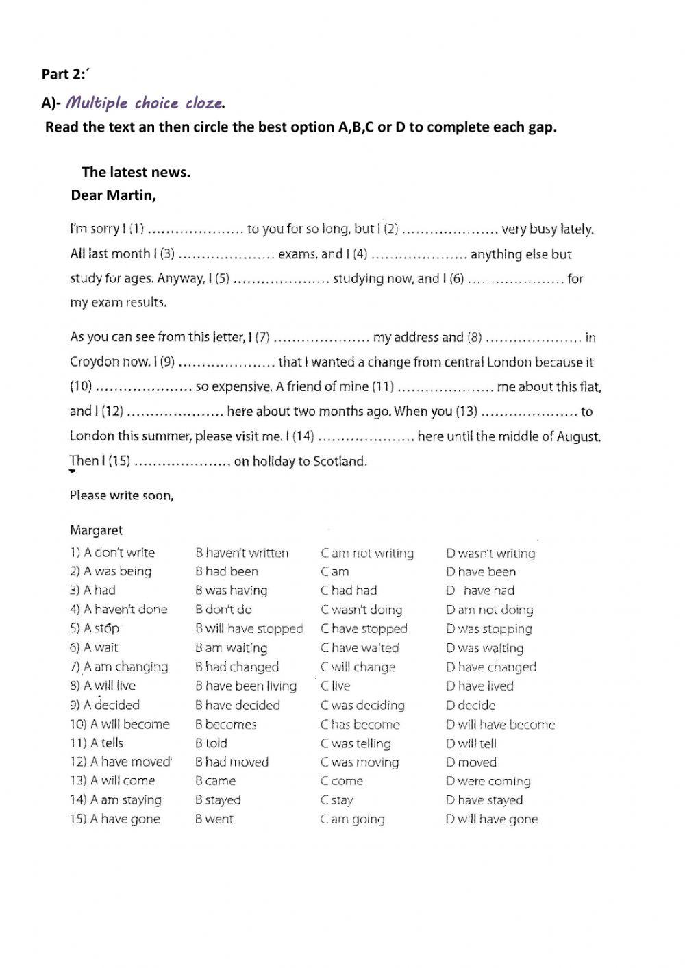 Final written exam 5th Year