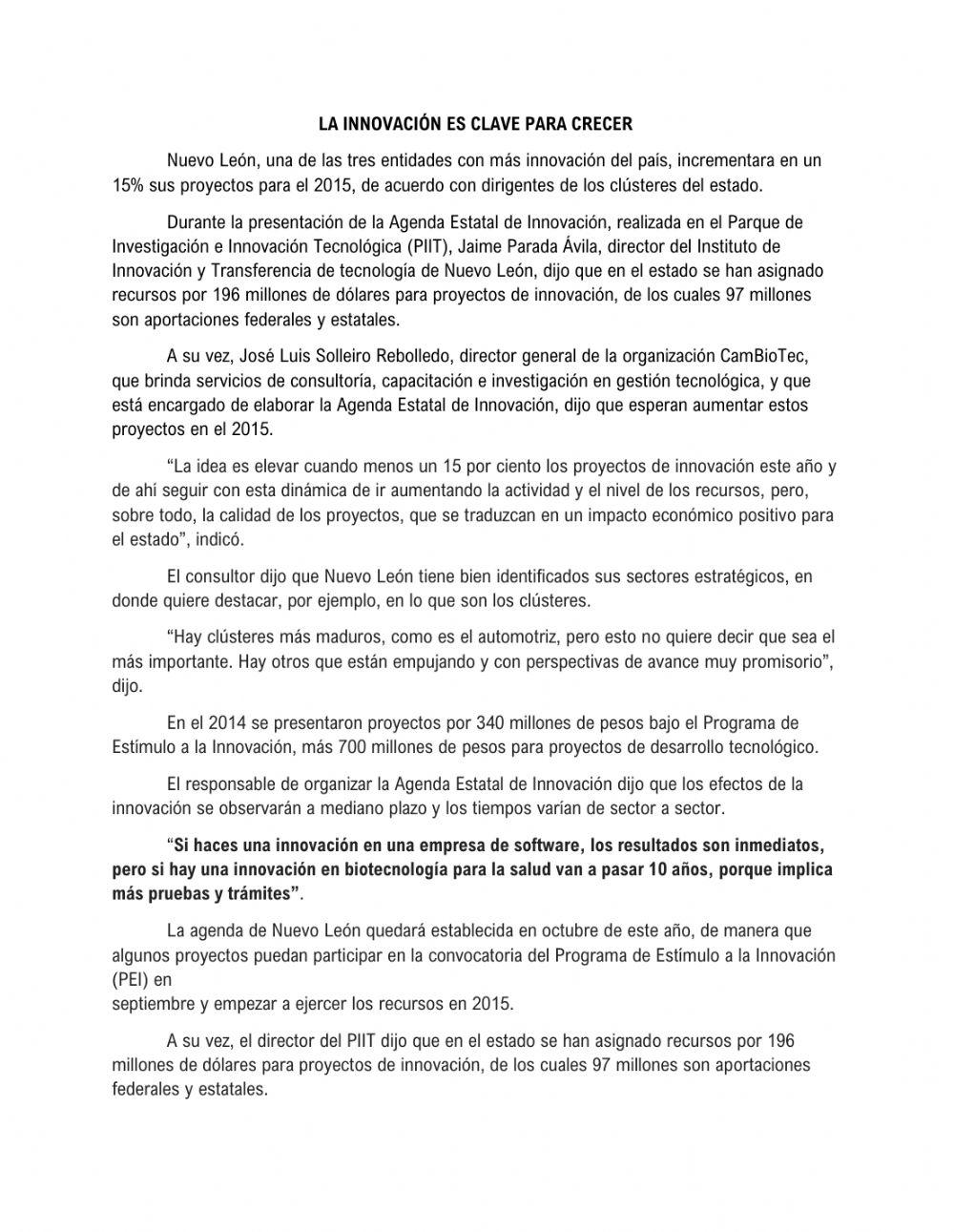 La innovación es clave para crecer