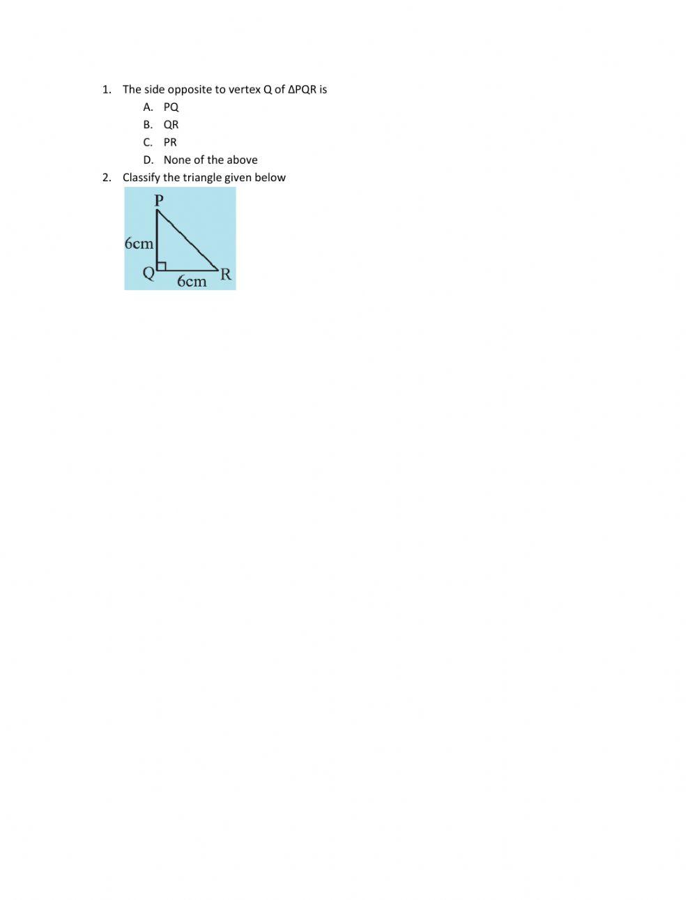 Triangles worksheet